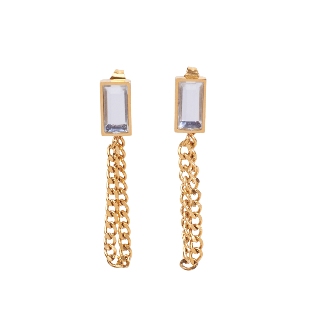 Ivory Sparkle Gemstone Gold Earrings : ES14054-G-WHT