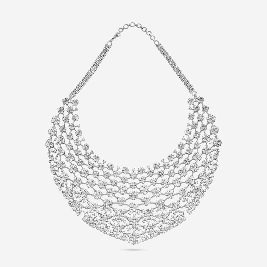 White Plated Party Zircon Necklace-440390 : 440390