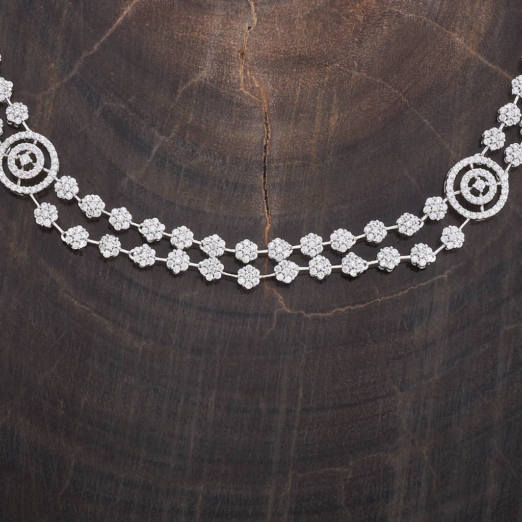 Kushal'S Fashion Jewellery Rhodium-Plated Cubic Zirconia Studded Jewellery Set-178148 : 426718
