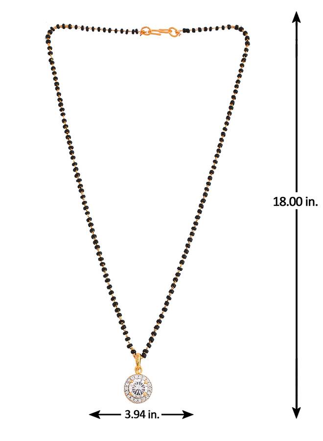 Sparkling Elegange White Round Cz Studded Gold Plated Mangalsutra Set : 8905124495065