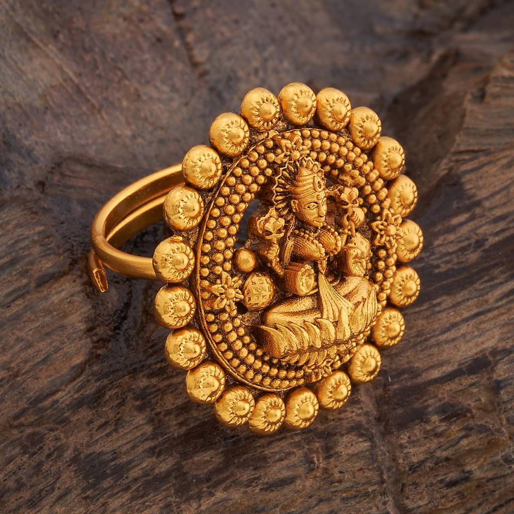 Kushal'S Fashion Jewellery Gold-Plated Goddess Antique Adjustable Finger Ring : 429863