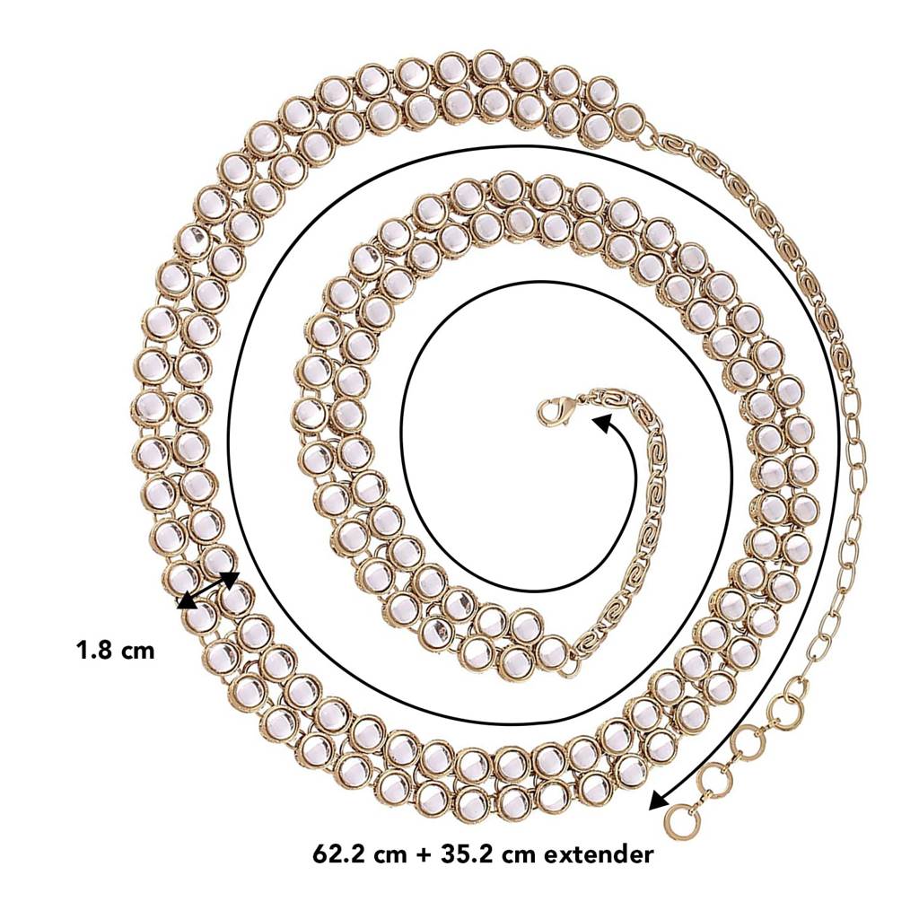 Traditional Adjustable Gold Plated Kundan Waist Belt Kamar Bandh Belly Chain Jewellery Gift For Women-Pf37Bch016 : PF37BCH016