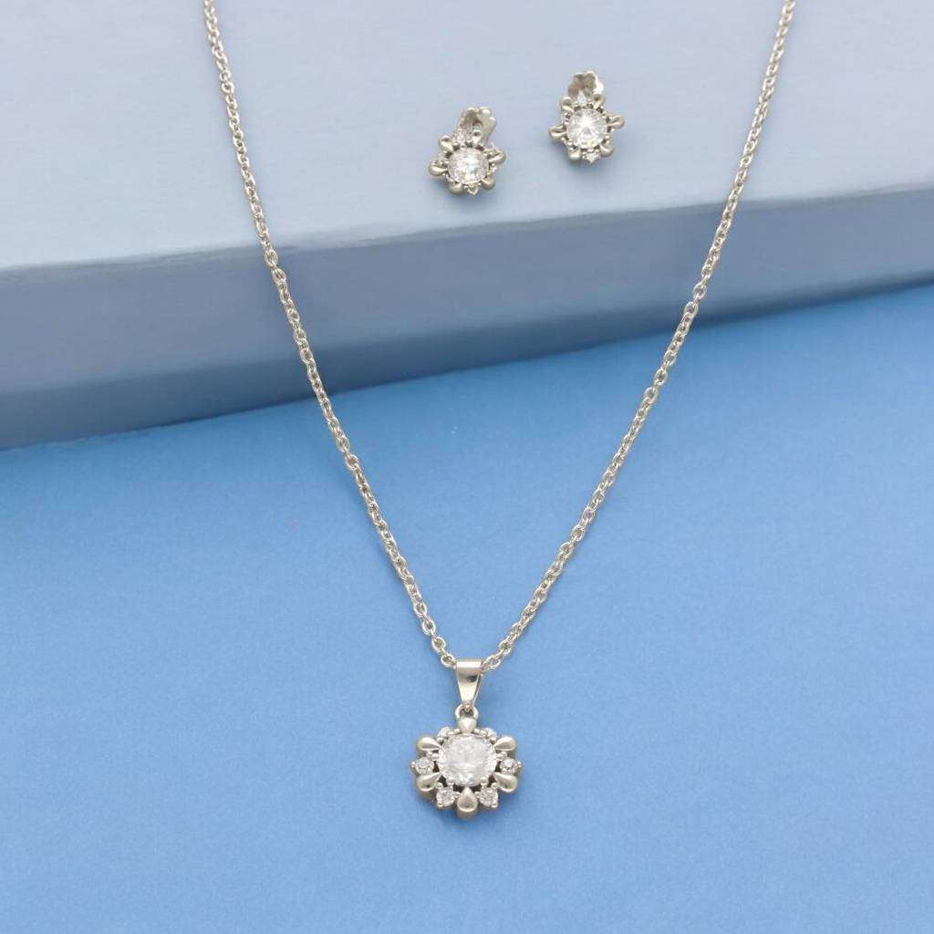 Modern 925 Silver Pendant Set : JPAUG-24-002