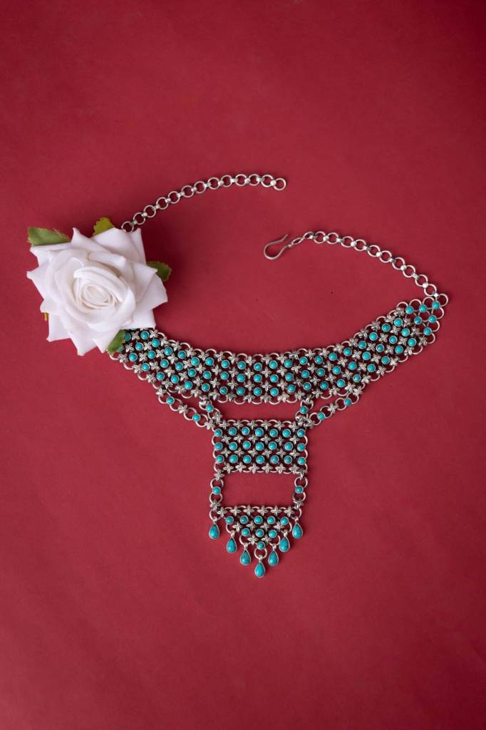 Tattva Turquoise Jadau Statement Layered Necklace : SR171823