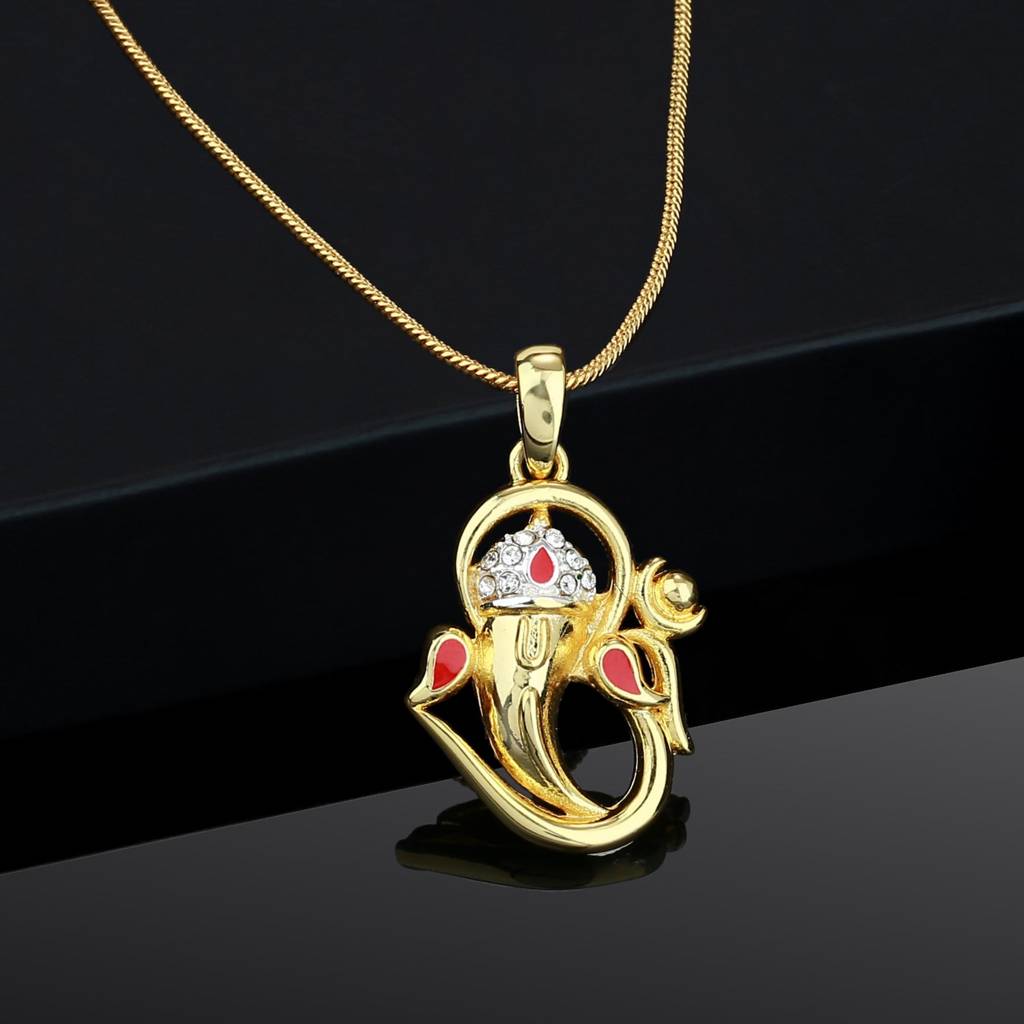 Estele Gold Plated Ganesh Pendant With White Austrian Crystals For Women : 836PENDANT