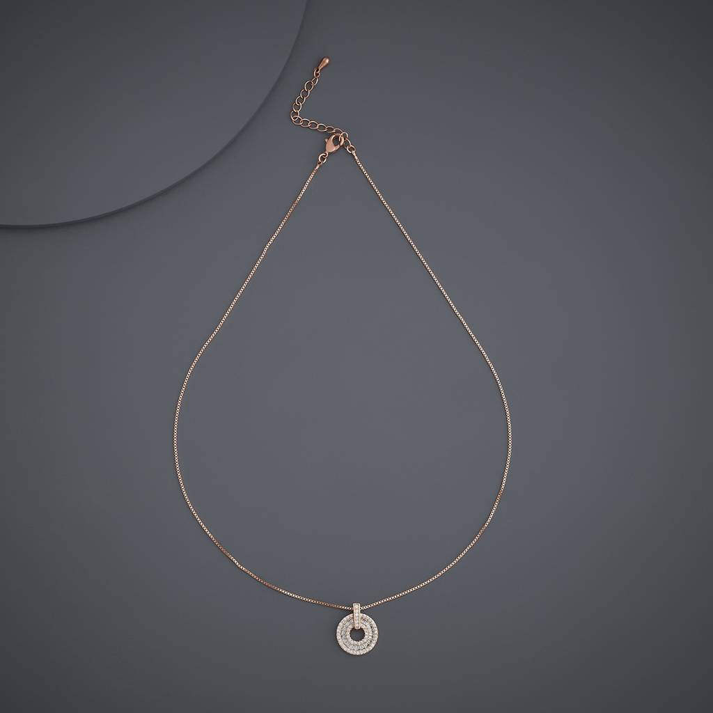 Kushal'S Fashion Jewellery White Rose Gold-Plated Party Imported Pendant Chain-441369 : 441369
