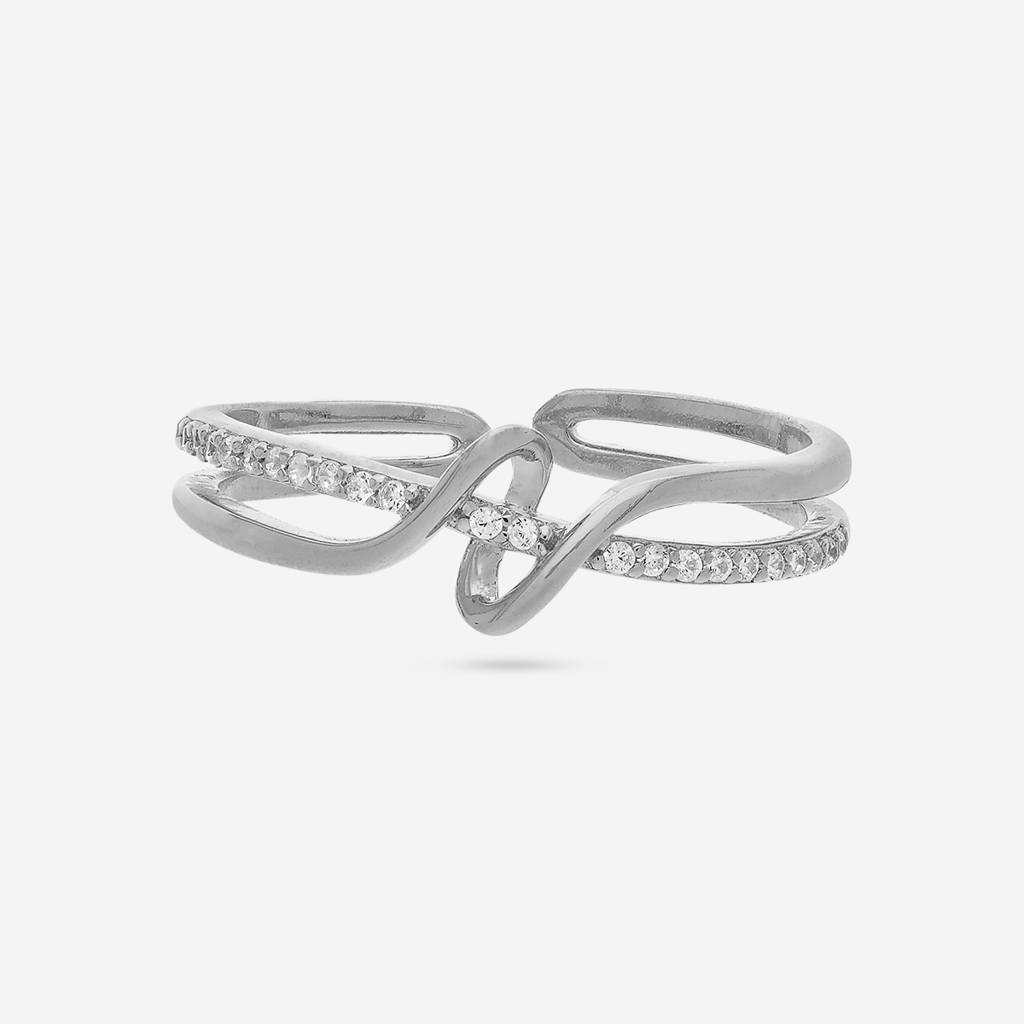 Rhodium-Plated Party 92.5 Sterling Silver Finger Ring -457898 : 457898