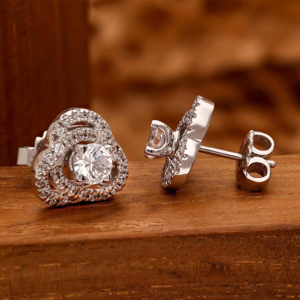 925 Silver Removable Halo Stud Earrings | Double Style Design : SE_000877