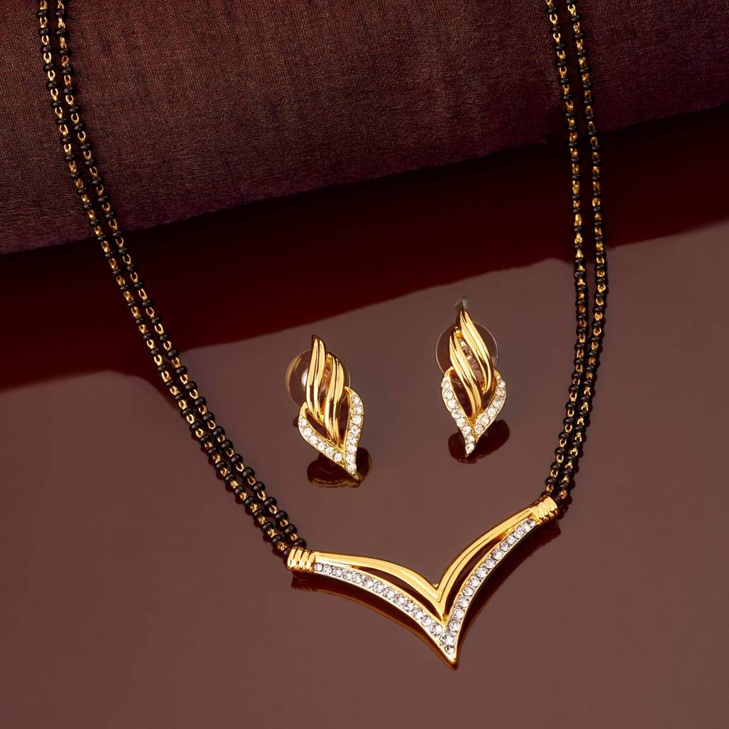Estele Gold & Rhodium Plated Flighting Mangalsutra Necklace Set For Women : EMS13080036NKER