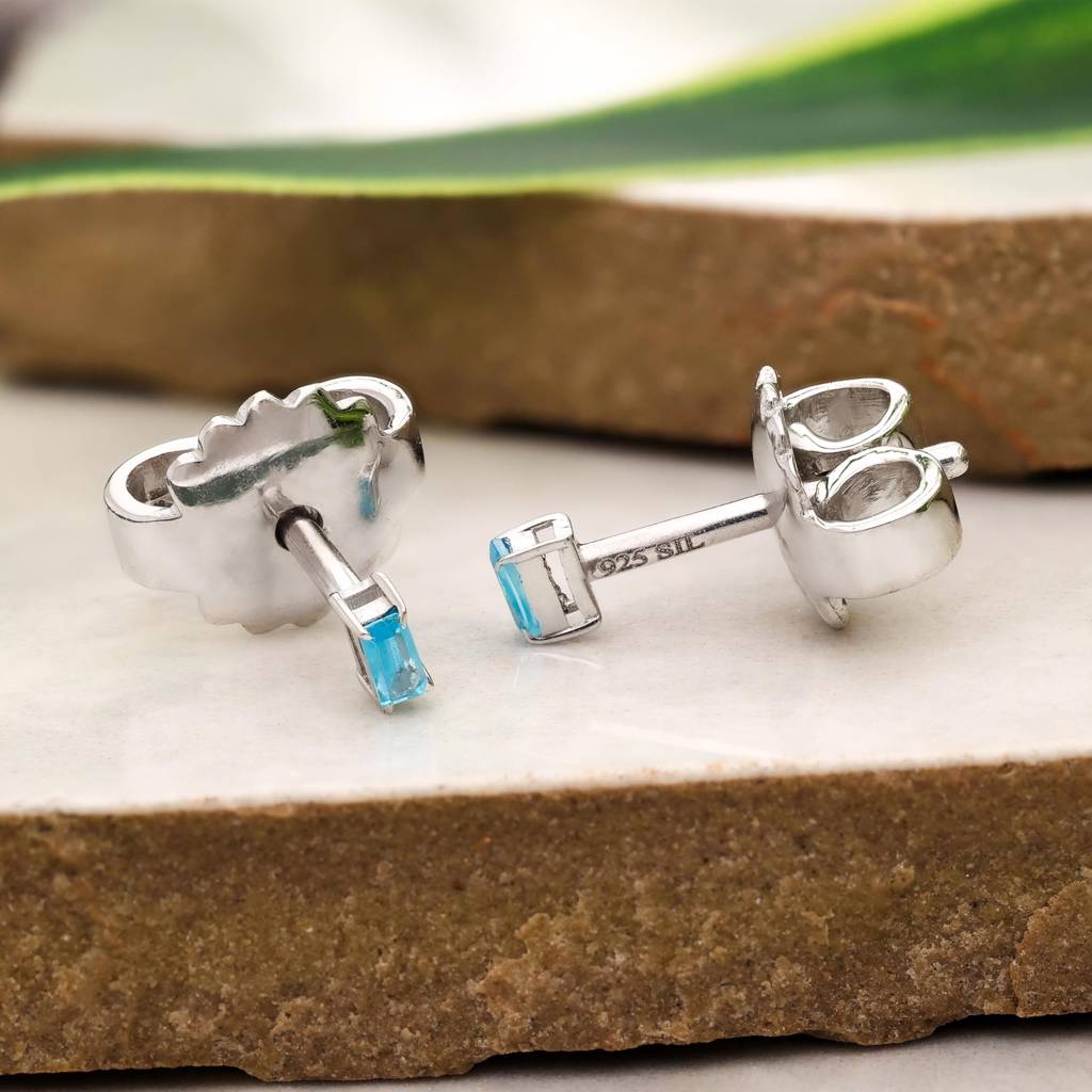 925 Silver Blue Topaz Studs | December Birthstone Gift : SE_000770