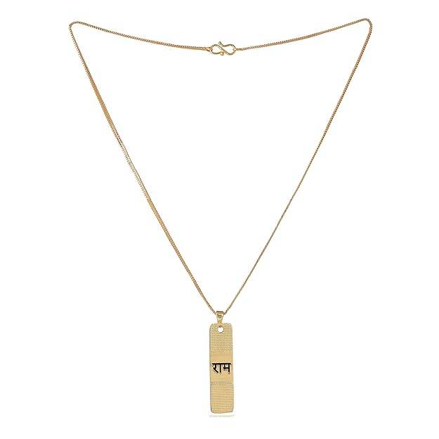 Fashion Jewellery Ram Naam Pendant For Men'S: Gold Plated Stylish And Fashionable Spiritual "Ram Naam Pen : OSAK008-IGPENDANT