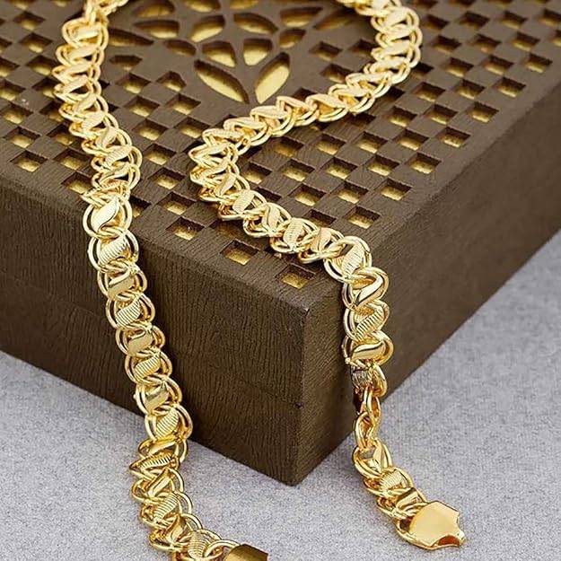 Gehena By Estele Chunky Metal Neck Chain For Men: Gold Plated Stylish & Lightweight Necklace Chains For Boys : OSAK013-IGCHAIN