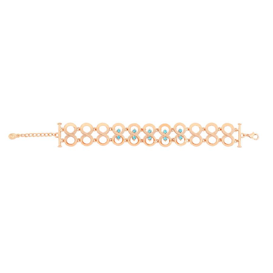 Estele Rosegold Plated Sparkling Bracelet With Blue Austrian Crystals For Girls And Women : 101064-RGBR