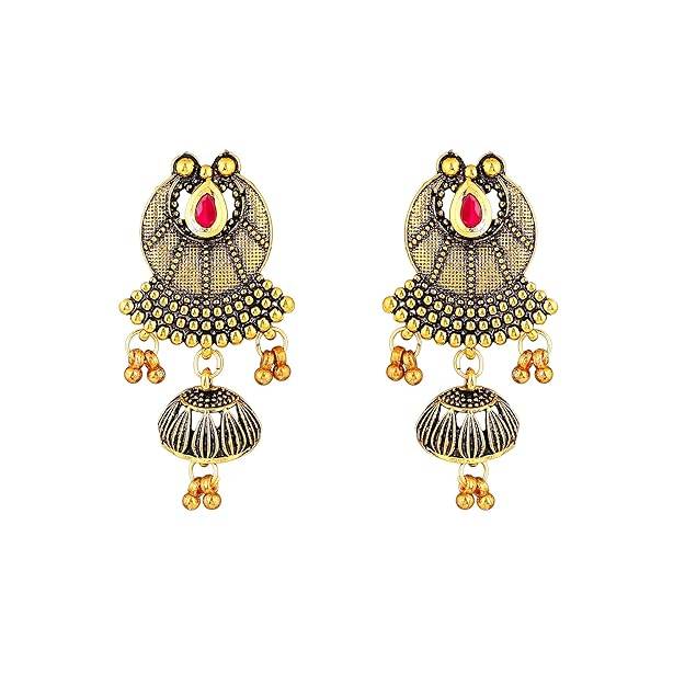 Estele Gold Plated Conventional Antique Gehena Choker Necklace Set With Pearls For Women : PJ-047-IGRBNKER