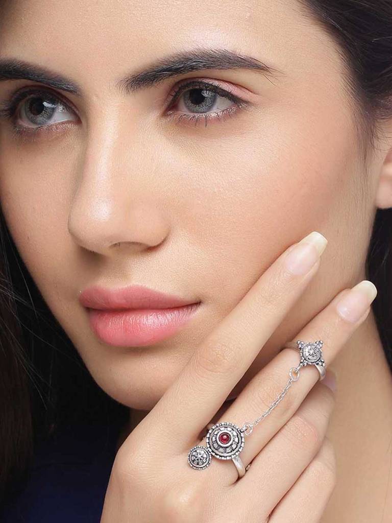 Abhira Adjustable Two Finger Ring : 8907617972473