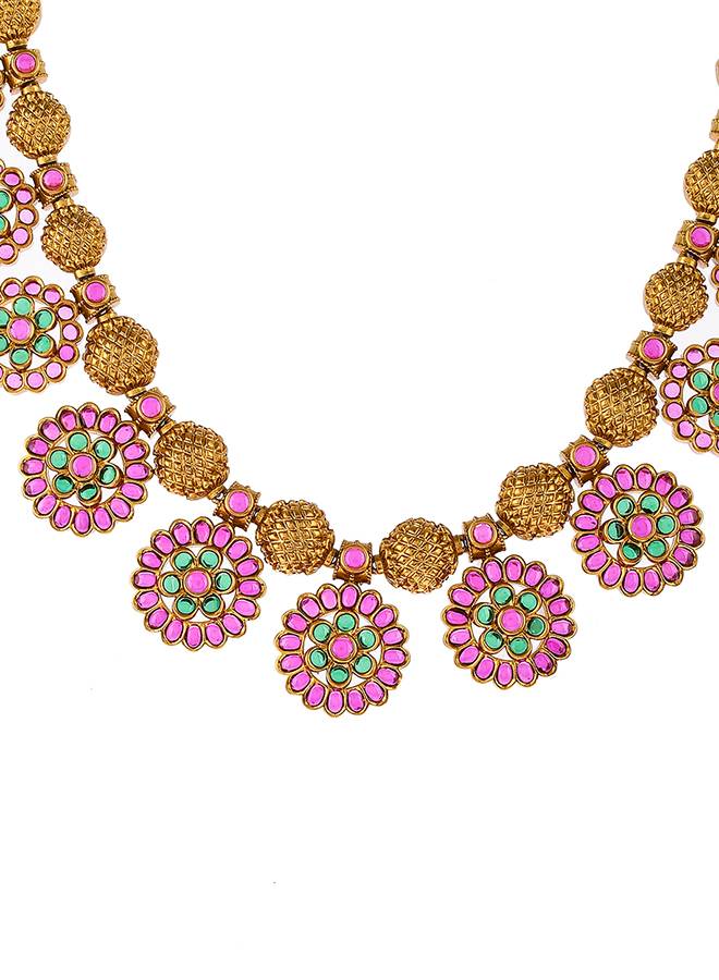 Floral Temple Inspired Cz Jewellery Set : 8905124478938