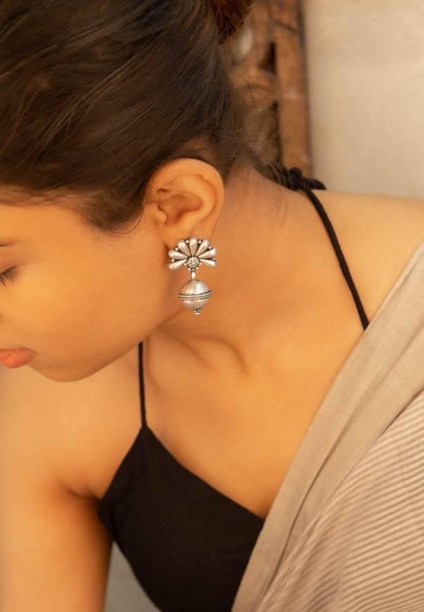 Adya Petal Embossed Ball Drop Versatile Earring : SE20777