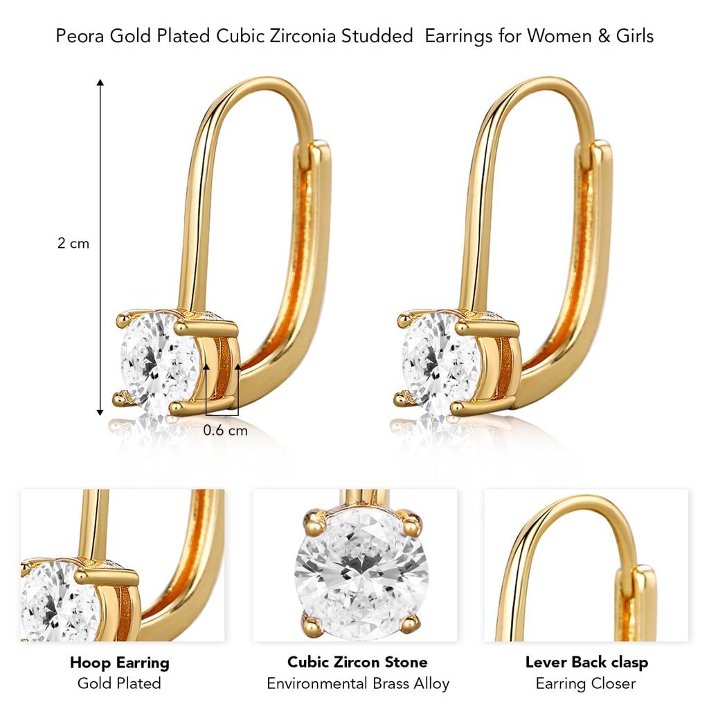 Gold Plated Cubic Zirconia Studded Fancy Hoop Earrings Contemporary Fashion Jewellery For Women & Girls : PX8E207G