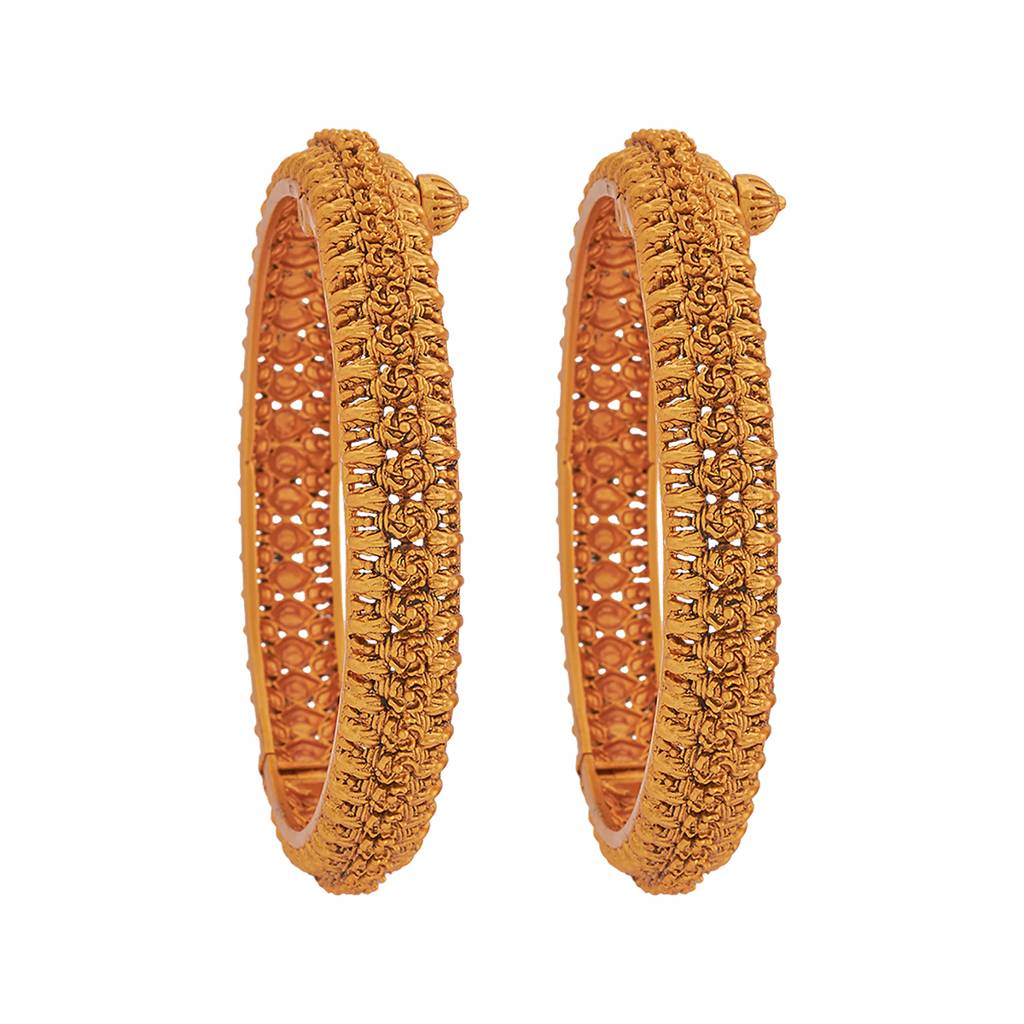 Gold Gold-Plated Ethnic Antique Bangle-405902 : 405902