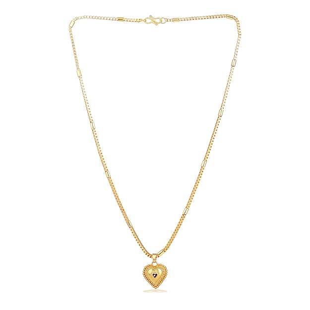 Gehena By Estele Fashion Jewelry Heart Pendant Necklace For Women: Gold Plated Love-Inspired Lightweight : OSAK025-IGRDPENDANT