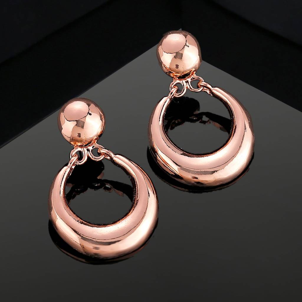 Estele Rosegold Plated Round Small Drop Earrings For Girls And Women : 320701-RGER