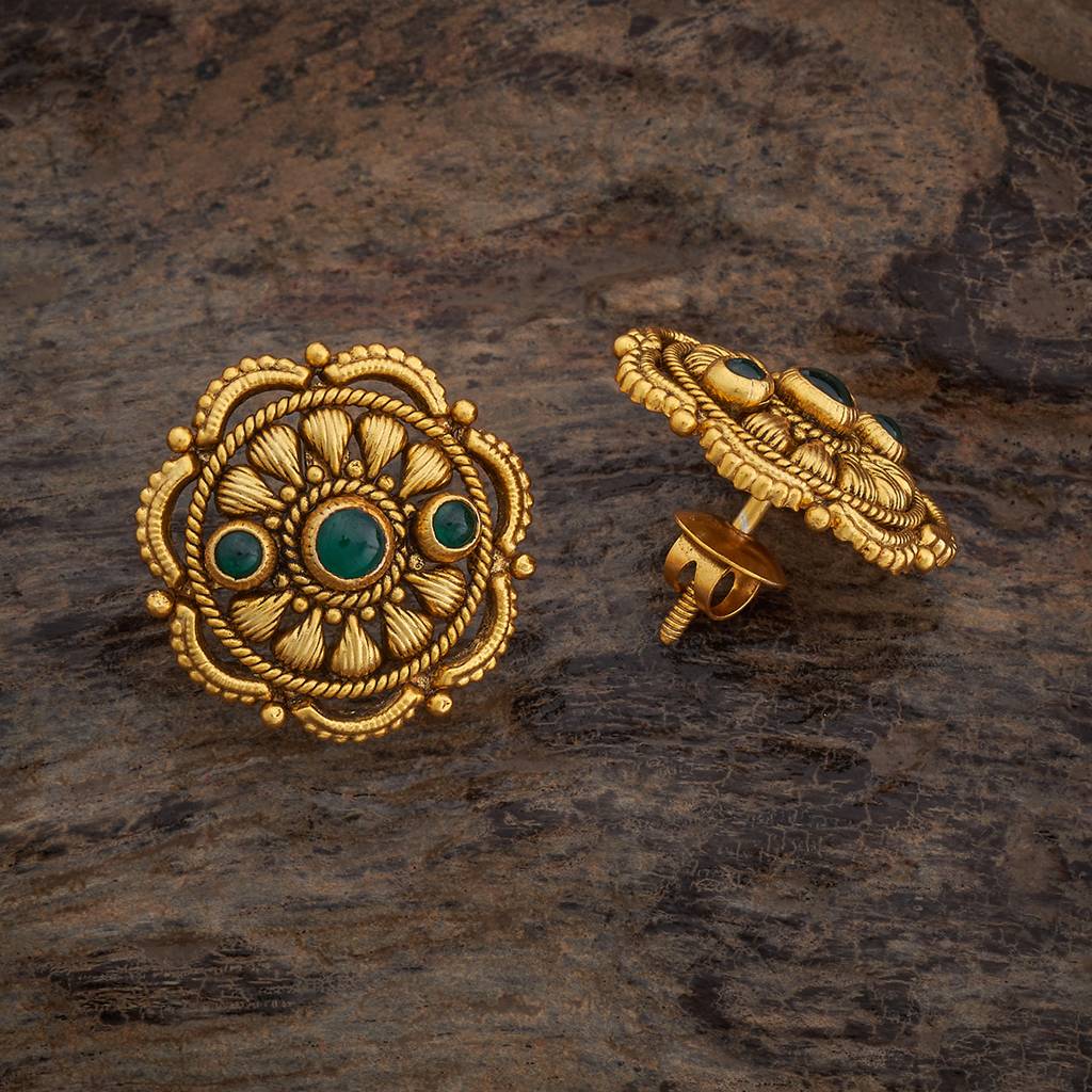 Kushal'S Fashion Jewellery Oxidised Gold-Plated Ethnic 92.5 Pure Silver Temple Studs-177453 : 425388