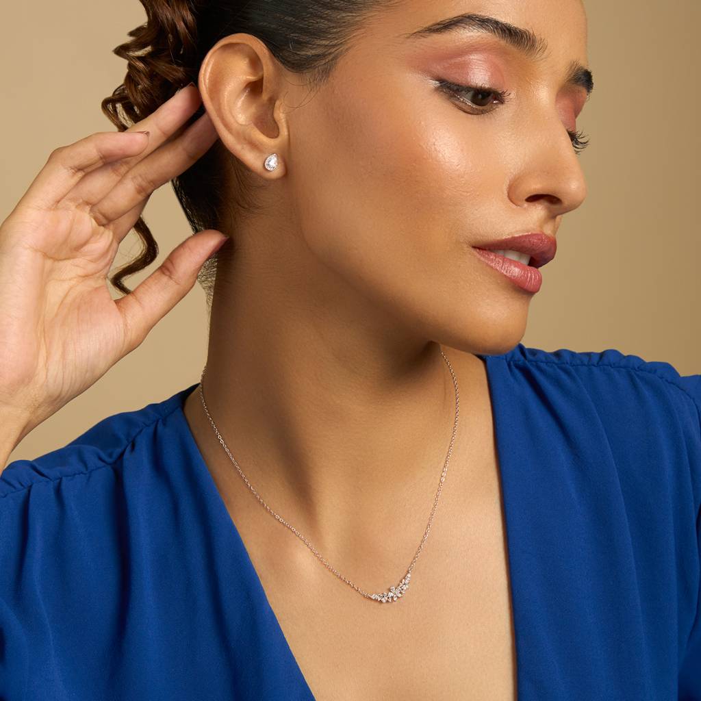 Kushal'S Fashion Jewellery White Gold-Plated Party Trendy Zircon Necklace Set - 413649 : 413649