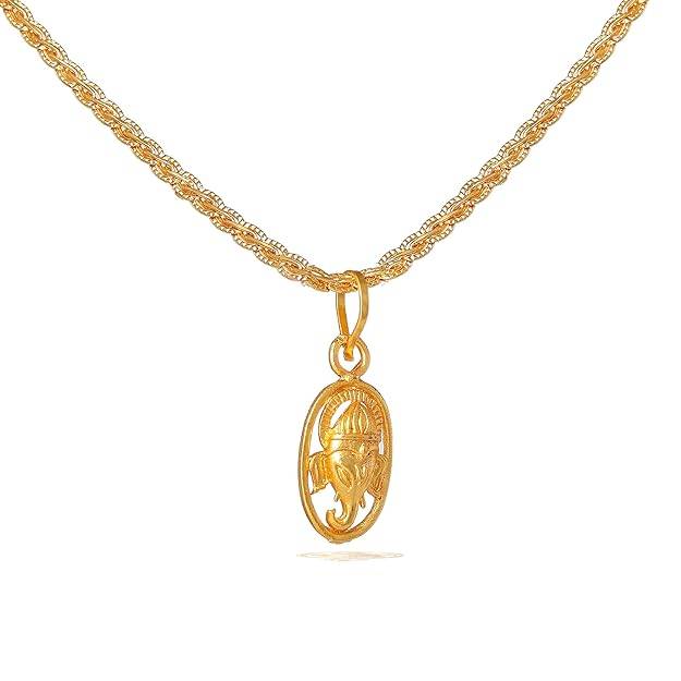 Fashion Jewelry Ganesha Pendant For Men: Gold Plated Spiritual "Vighnaharta Mangala Murthy Lord Ganesha"  : OSAK016-IGPENDANT