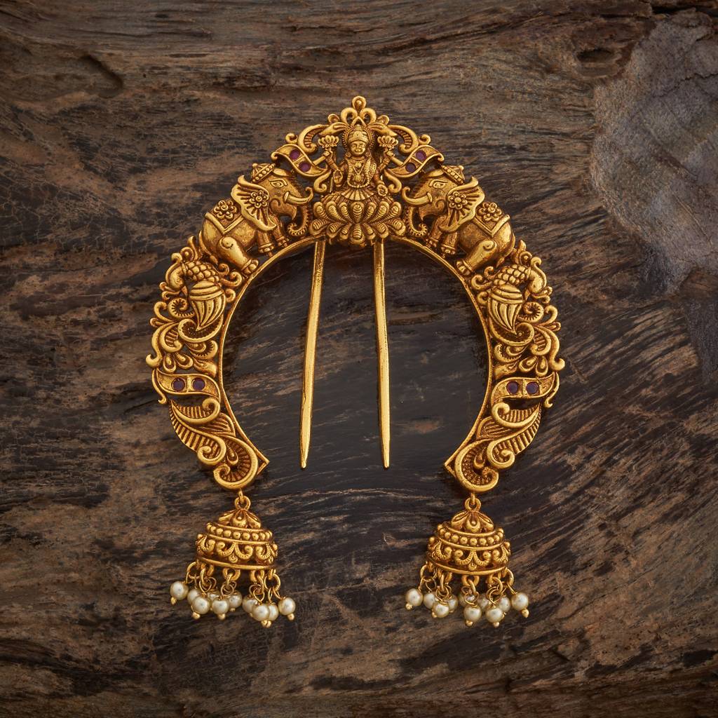 Kushal'S Fashion Jewellery Ruby Gold-Plated Ethnic Antique Hair Brooch -185166 : 442025