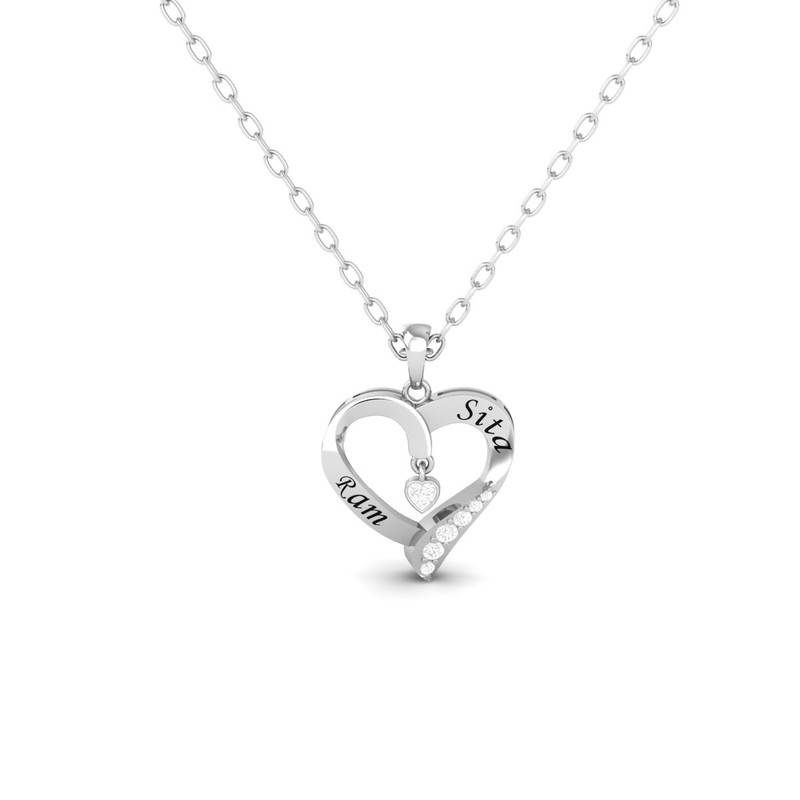 Moissanite Couple'S Heart Necklace 14K Gold Plated : TGDP-209-Y