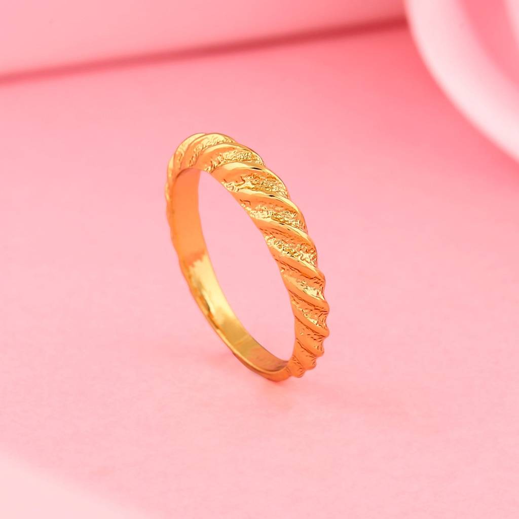 Estele Gold Plated Twisted Textured Finger Ring For Women : 168RING