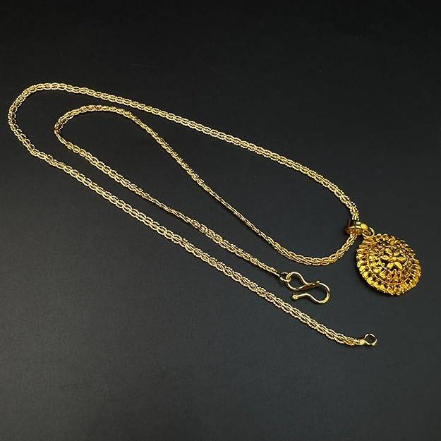 Fashion Jewelry Floral Pattern Pendant For Women: Gold-Plated Timeless Elegance Lightweight Circle Design : OSAK018-IGPENDANT