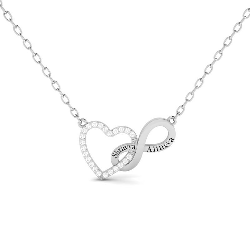 Custom Engraved Moissanite Couple'S Necklace : TGDP-208-Y