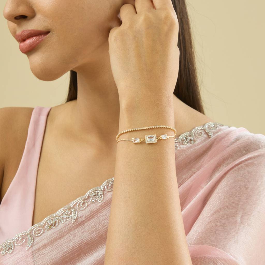 Kushal'S Fashion Jewellery White Gold-Plated Party Zircon Bracelet-186667 : 445125