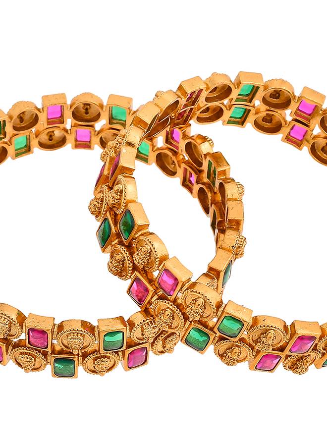 Sparkling Elegance Traditional Gold Plated Design Bangles : 8905124497267