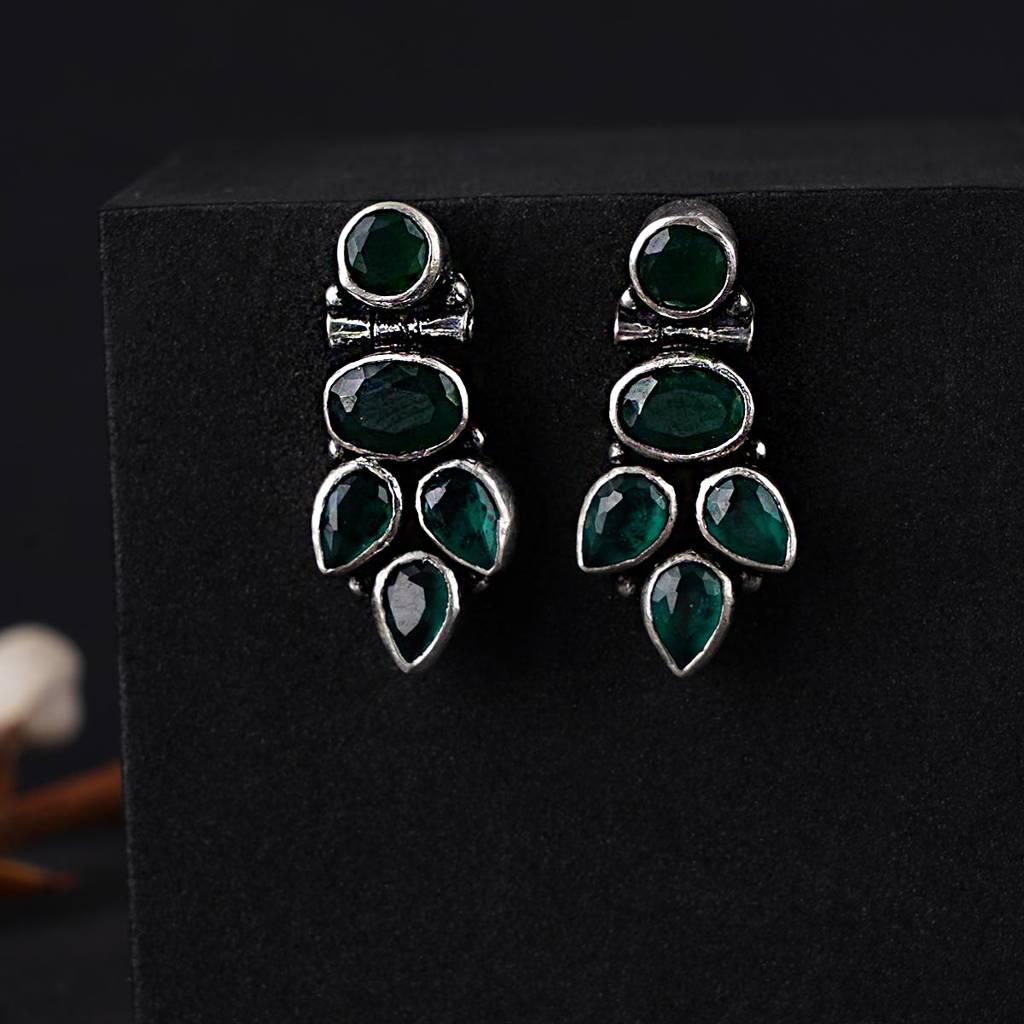 Silver Emerald Earrings : SSE754