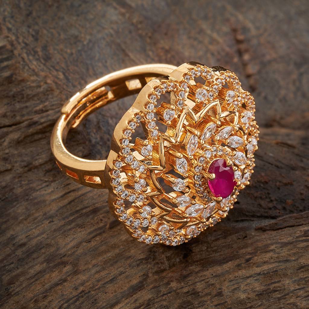 Ruby Gold-Plated Party  Zircon Finger Ring-409585 : 409585