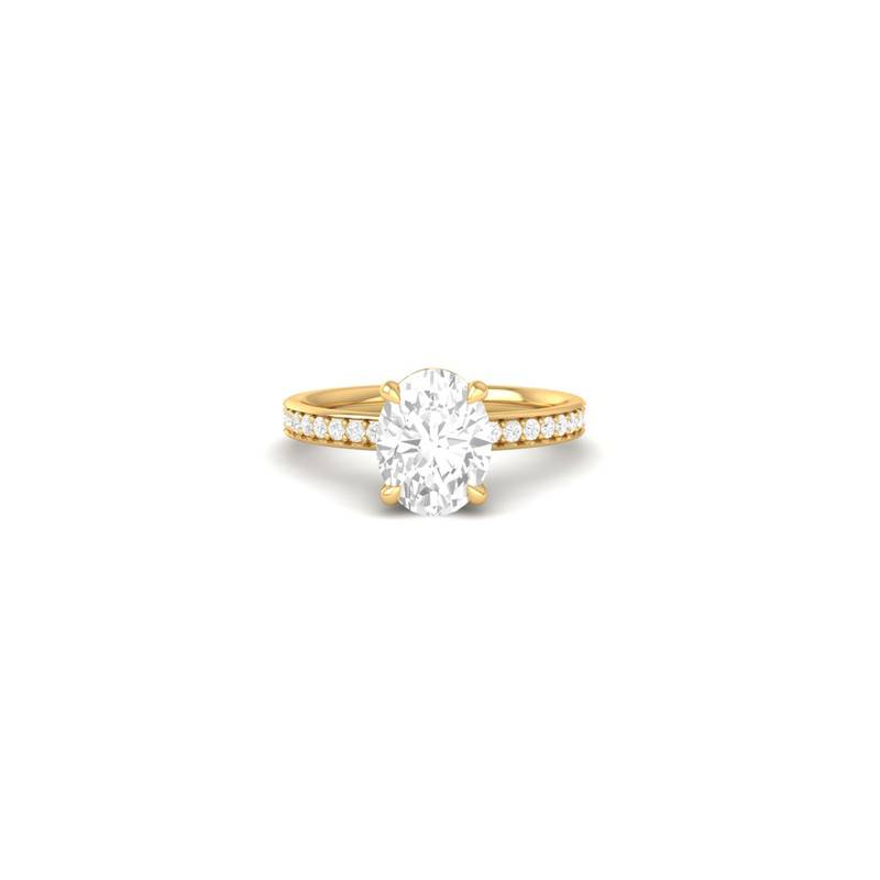 Oval Moissanite Wedding Ring In 14K Yellow Gold Plated Sterling Silver : TGDR-635-R-6