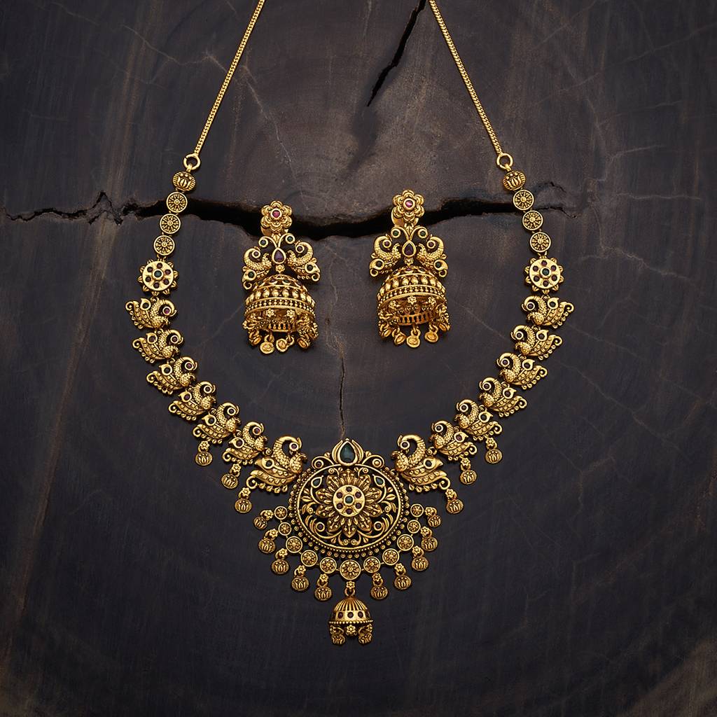 Kushal'S Fashion Jewellery -Plated Ethnic Antique Necklace And Earring Set -169813 : 410019