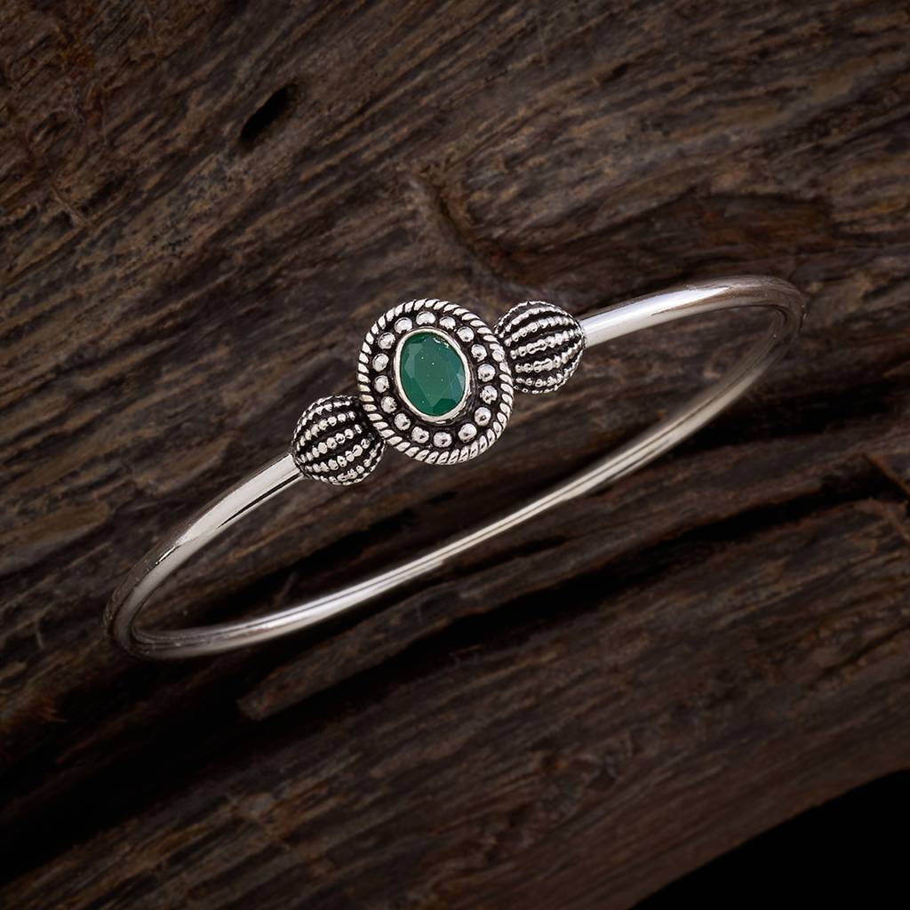 Kushal'S Fashion Jewellery Silver-Plated Ethnic Silver Temple Kada-158243 : 435875