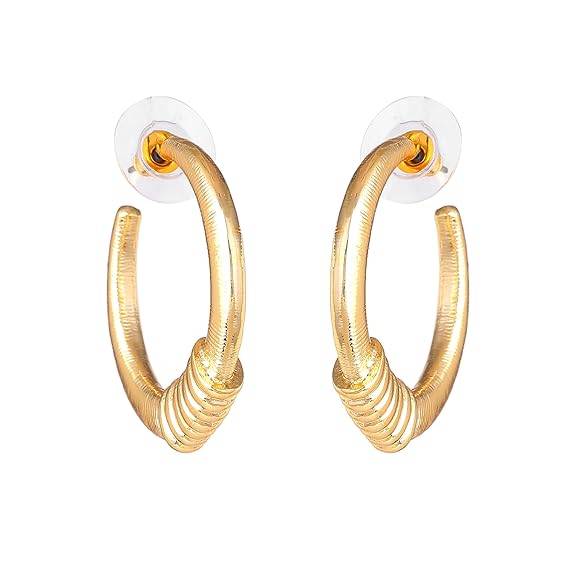 Gold Plated Timeless Luxurious Contemporary Half Hoop Earrings For Girls : 206702-2NIGER