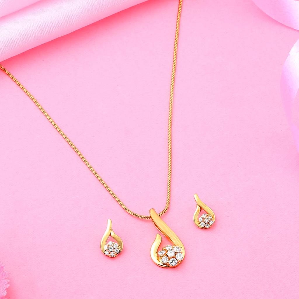 Estele Gold Plated Cz Jasmine Flower Designer Necklace Set For Women : AD-306NKER