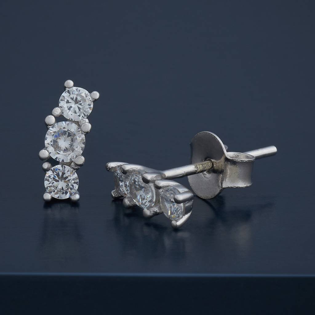 Kushal'S Fashion Jewellery Plated Zircon 92.5 Sterling Silver Studs-183200 : 437484