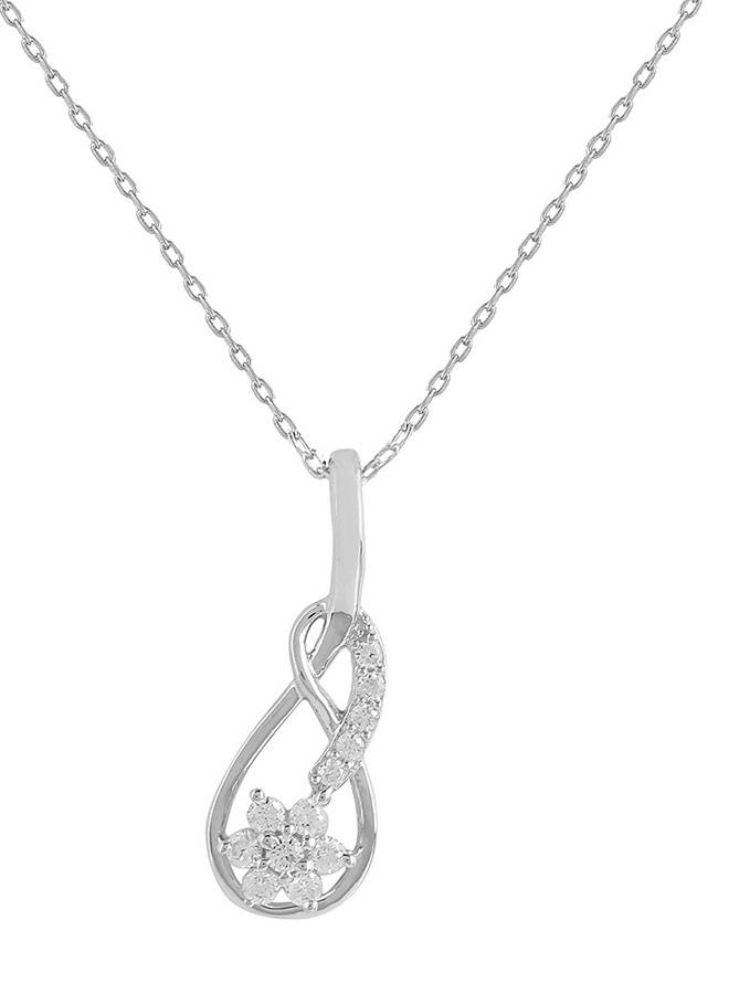 925 Sterling Silver Cz Infinity Shaped Pendant With Chain : 8905124441475