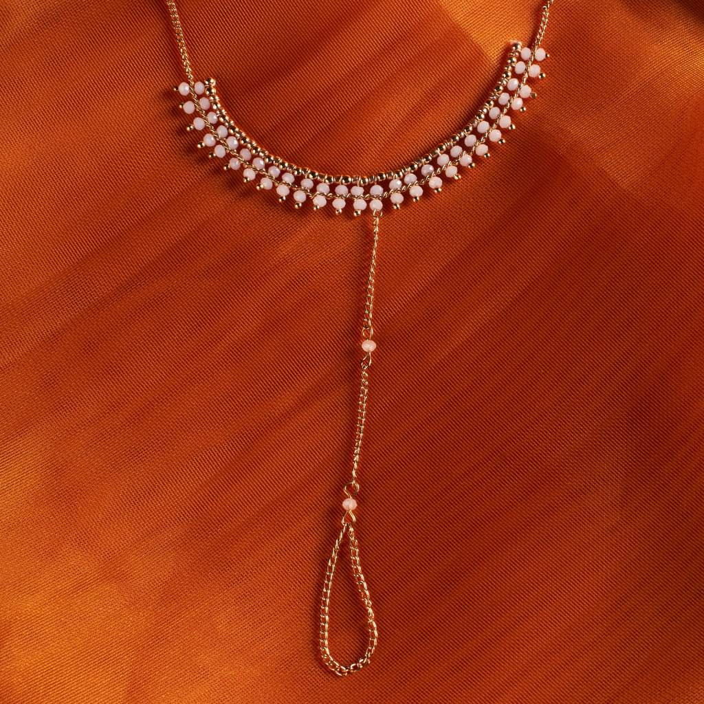 Opal Bead Hand Chain : HA14275-G-WHT