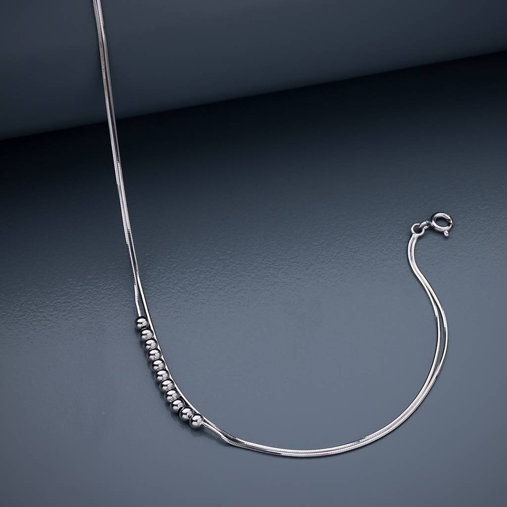 Gold Rhodium-Plated Party 92.5 Sterling Silver Anklet  -448073 : 448073