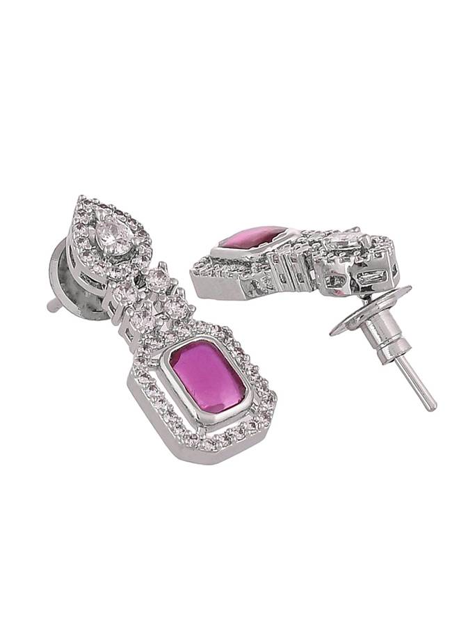 Whimsical Ruby, Crystal And Cubic Zirconia Necklace - Earring Set : 8905124459241