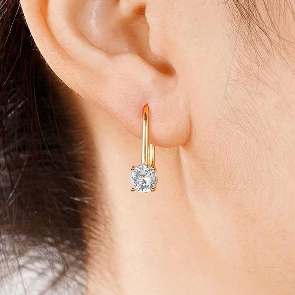 Gold Plated Cubic Zirconia Studded Fancy Hoop Earrings Contemporary Fashion Jewellery For Women & Girls : PX8E207G