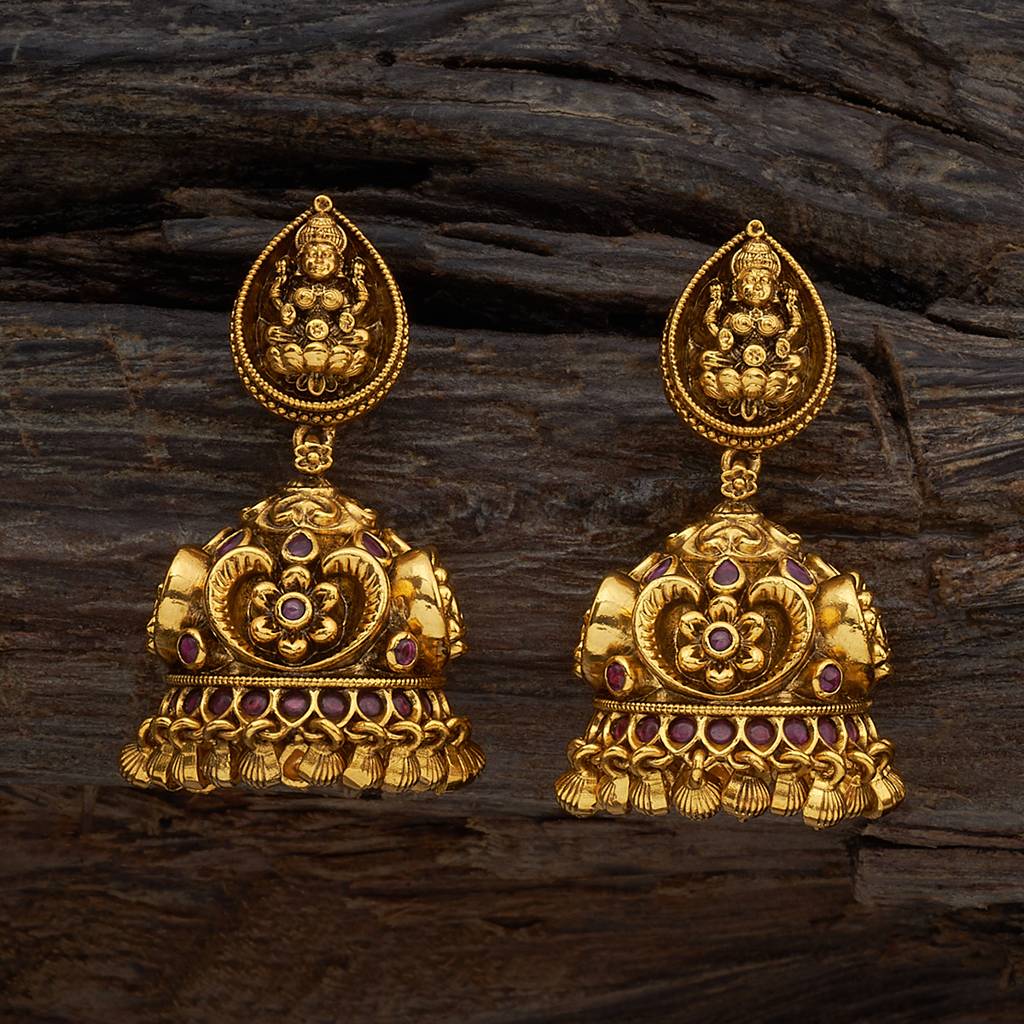 Kushal'S Fashion Jewellery Ruby Gold-Plated Ethnic Antique  Jhumkas -167999 : 406587