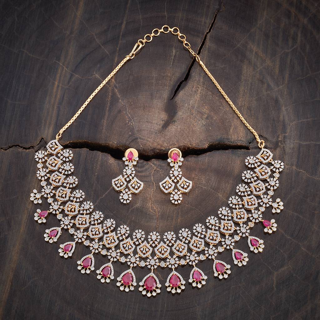Kushal'S Fashion Jewellery Rhodium-Plated Cubic Zirconia Studded Jewellery Set-178007 : 426497